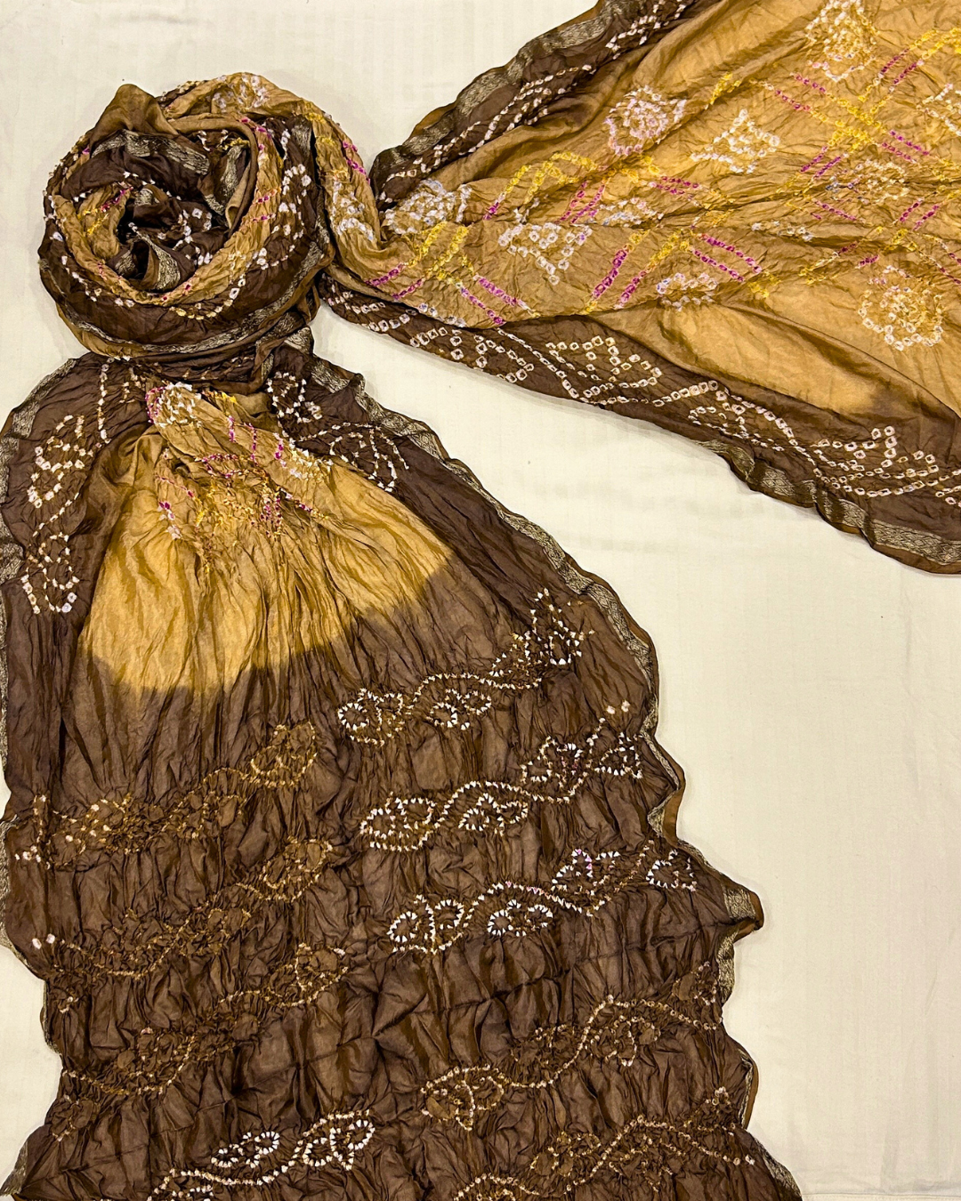 Brown Bandhej Saree