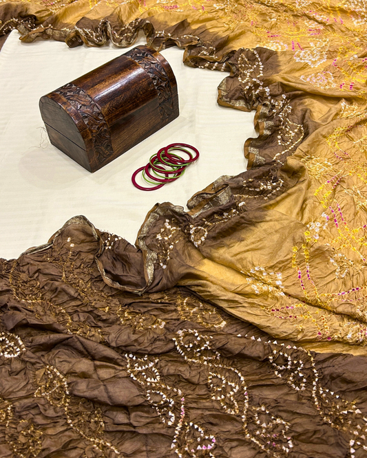 Brown Bandhej Saree