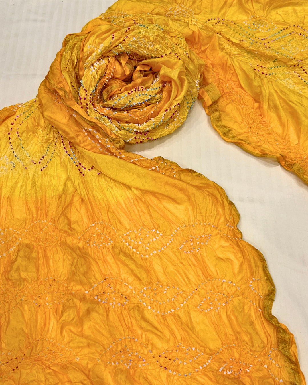 Yellow Bandhej Saree