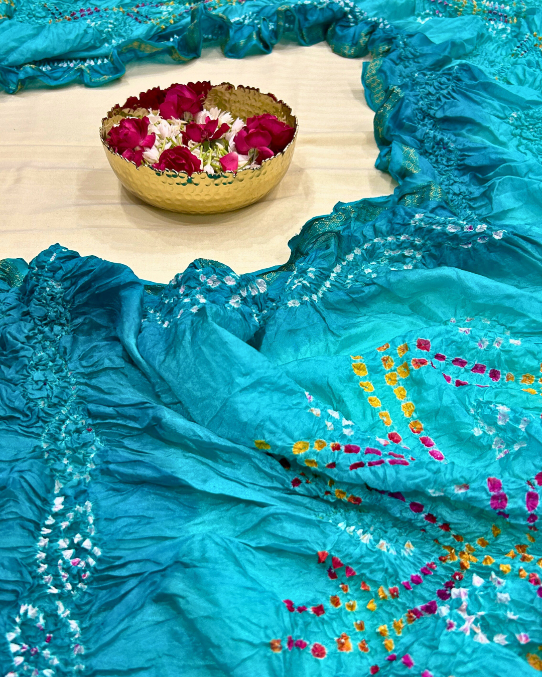 Blue Bandhej Saree