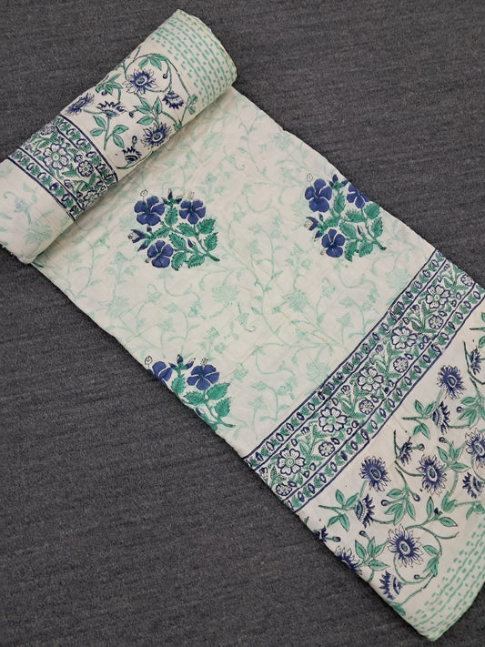 Magnolia Handblock Printed Reversible Quilt - 131