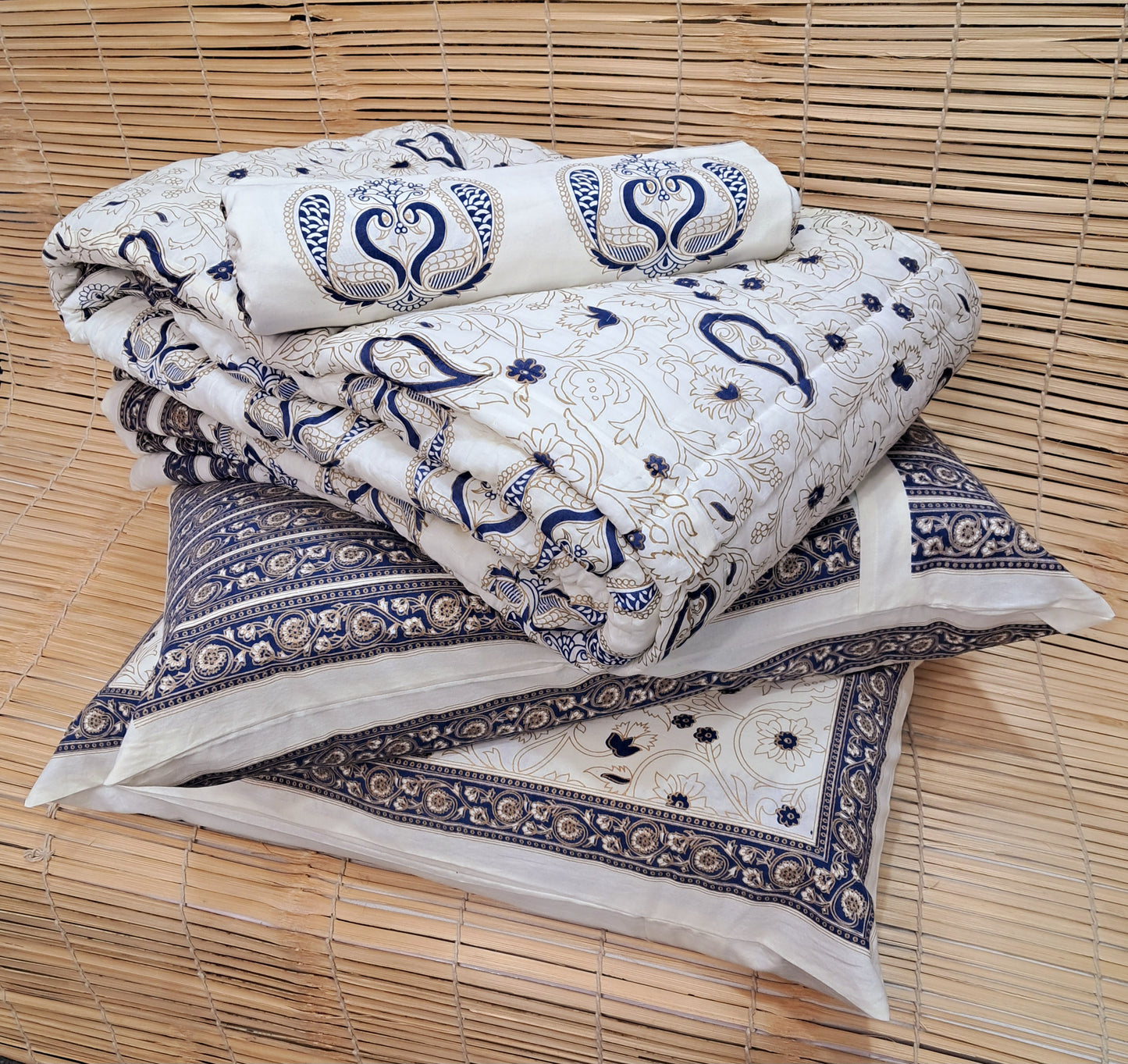 Tales Of Summer Handblock Printed Bedsheet- 110