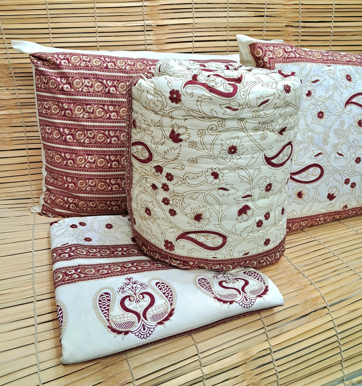 Tales of Summer Handblock Printed Non Reversible Bedset - 104