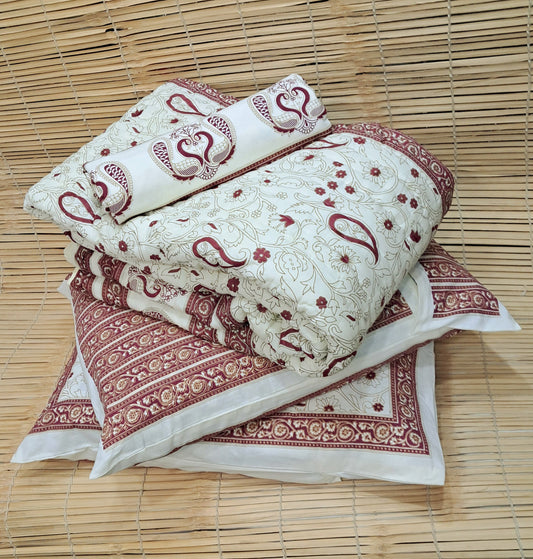 Tales of Summer Handblock Printed Non Reversible Bedset - 104