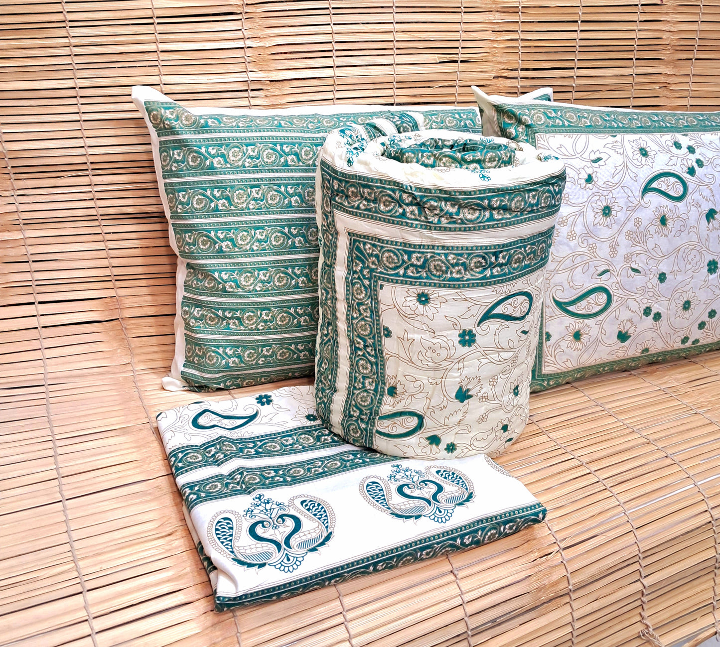 Tales Of Summer Handblock Printed Bedsheet- 107