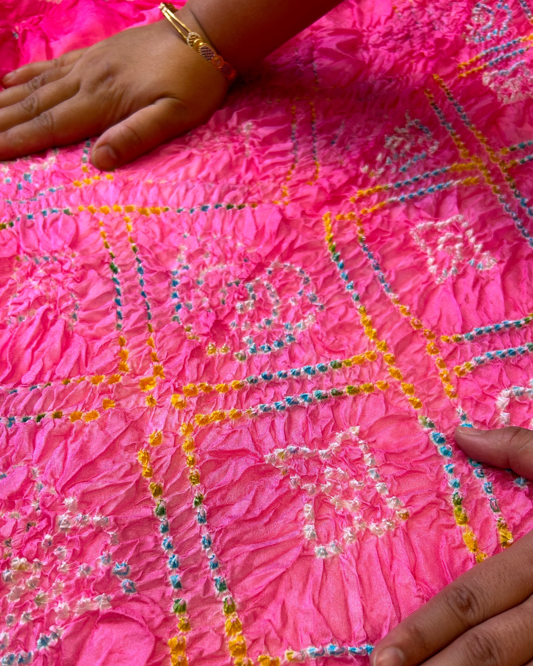 Fuschia Pink Bandhej Saree