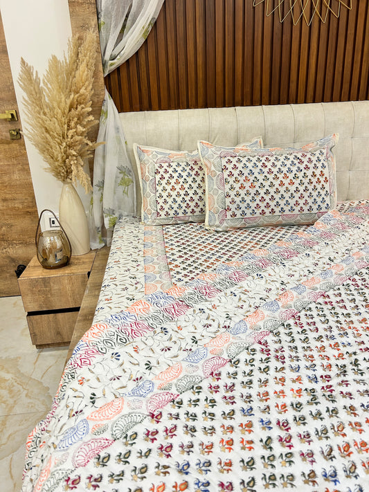 Sanctuary Handblock Printed Non Reversible Bedset - 106