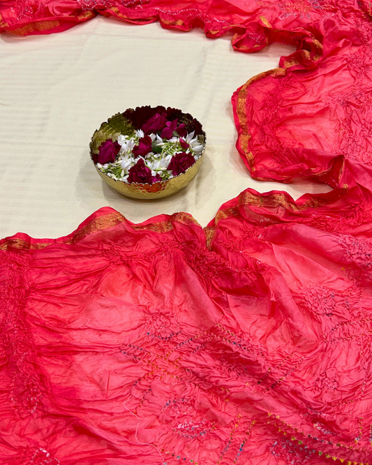 Red Bandhej Saree