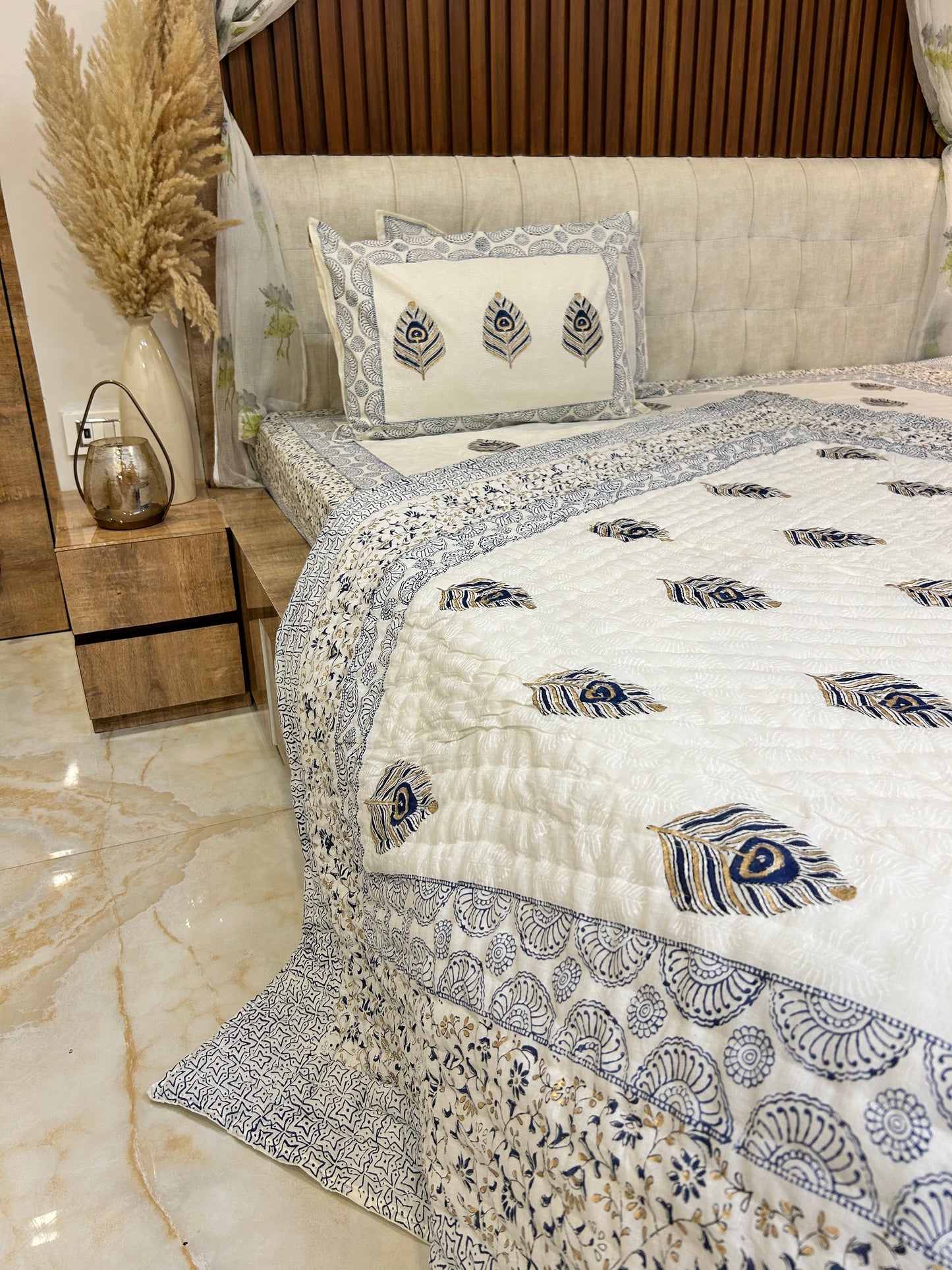 Sanctuary Handblock Printed Non Reversible Bedset - 104