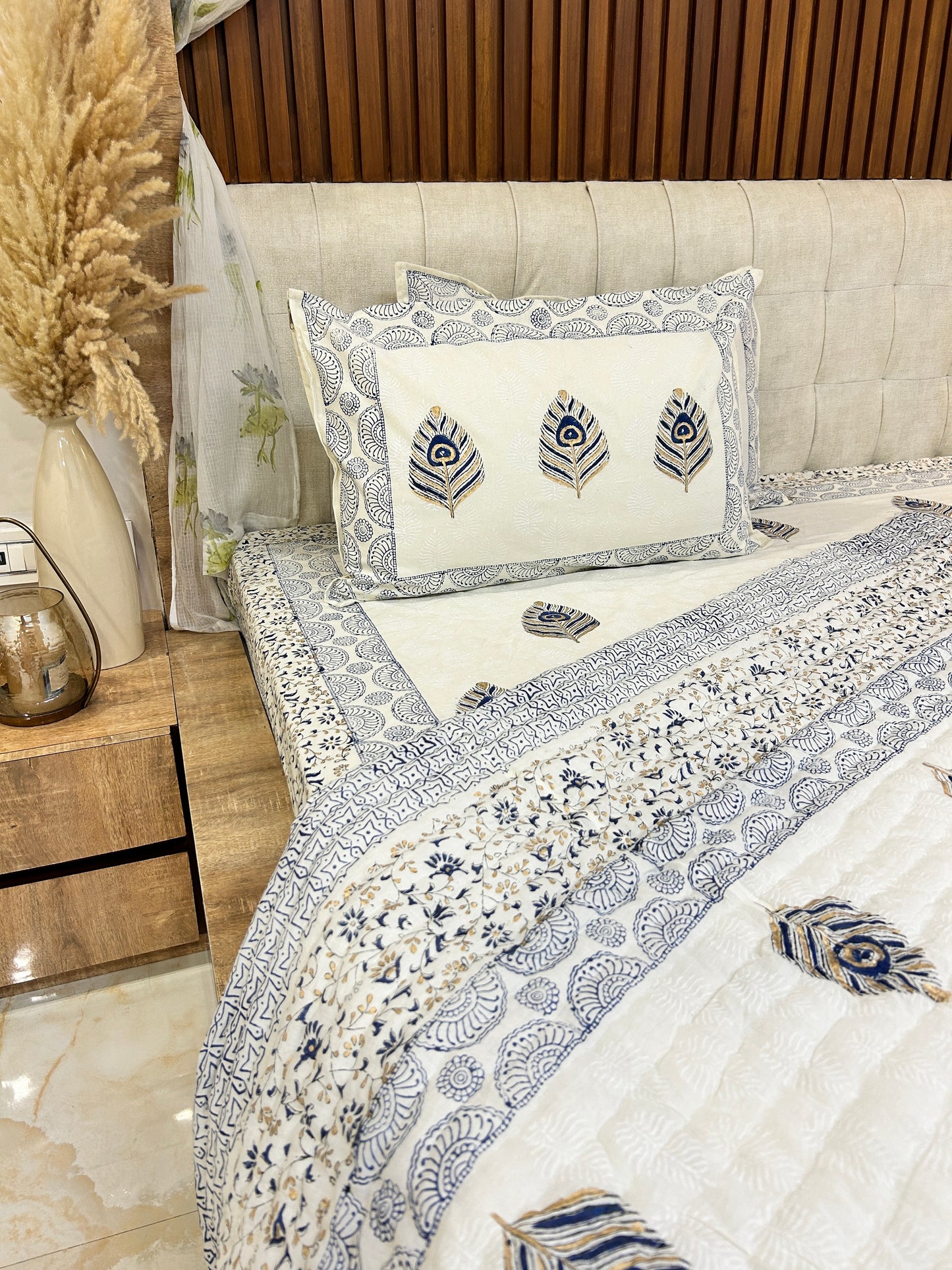 Sanctuary Handblock Printed Non Reversible Bedset - 104