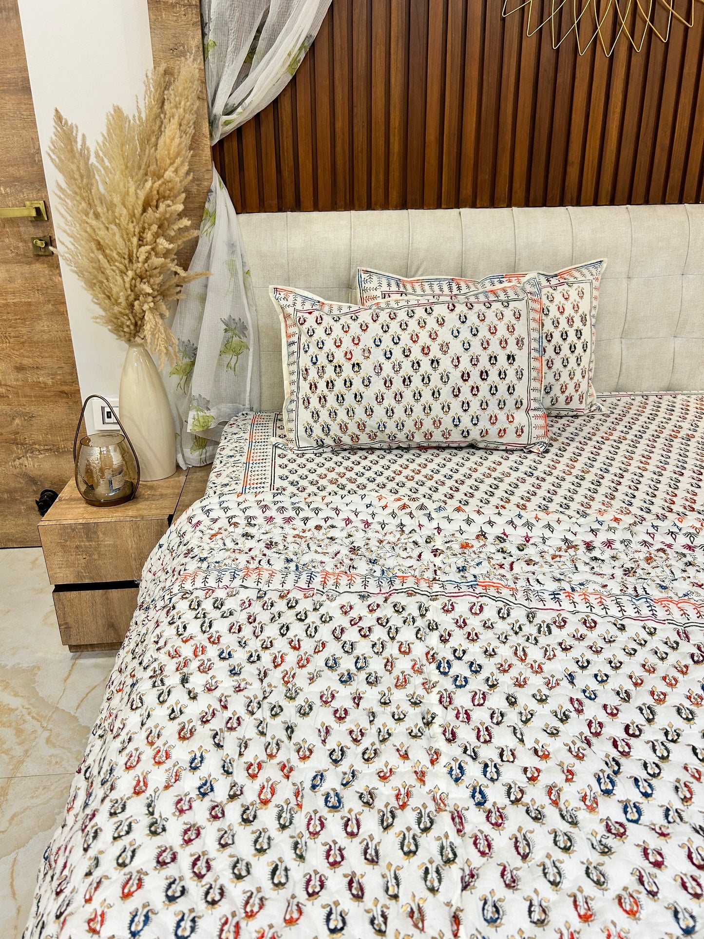 Sanctuary Handblock Printed Non Reversible Bedset - 105