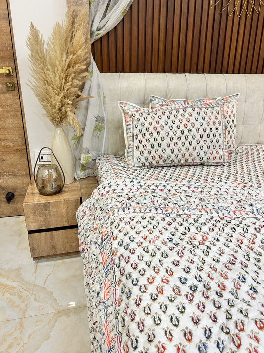 Sanctuary Handblock Printed Non Reversible Bedset - 105