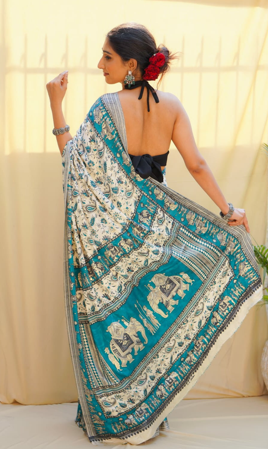 Pravaah Baraat Border Silk Saree