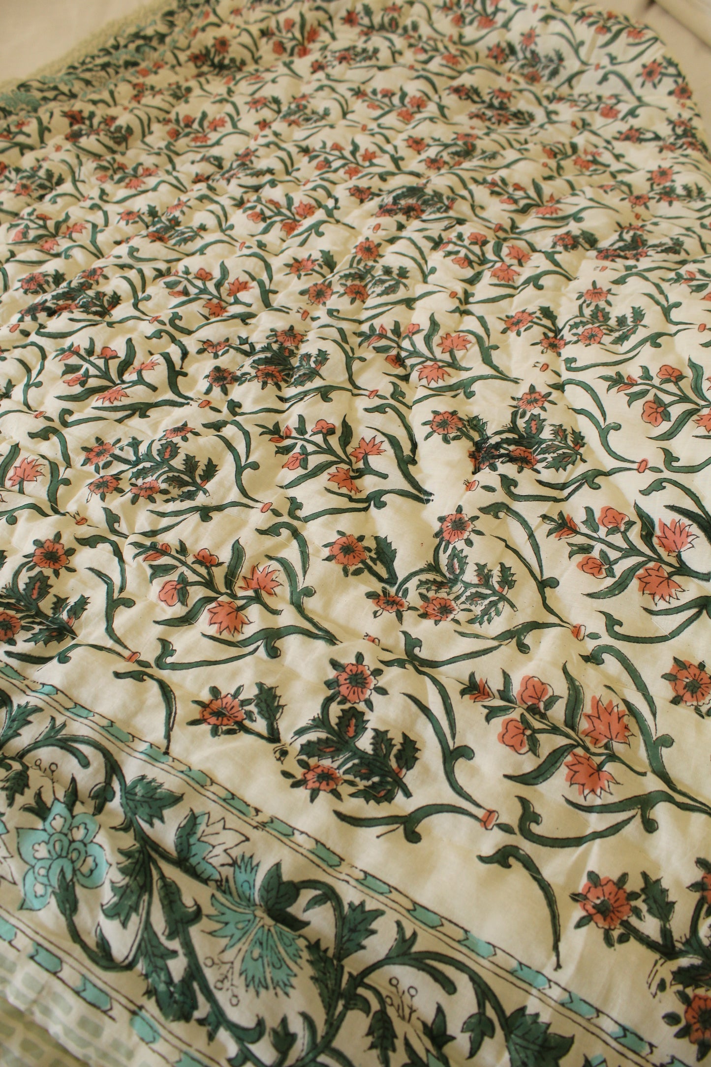 Magnolia Handblock Printed Reversible Quilt - 121