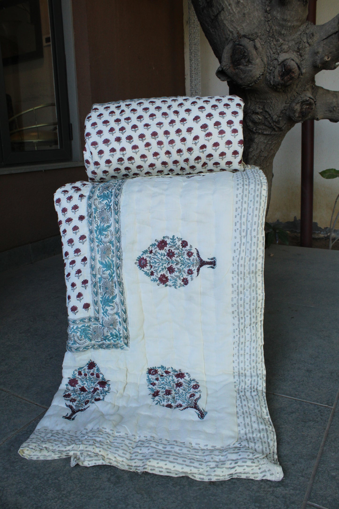 Magnolia Handblock Printed Reversible Quilt - 119