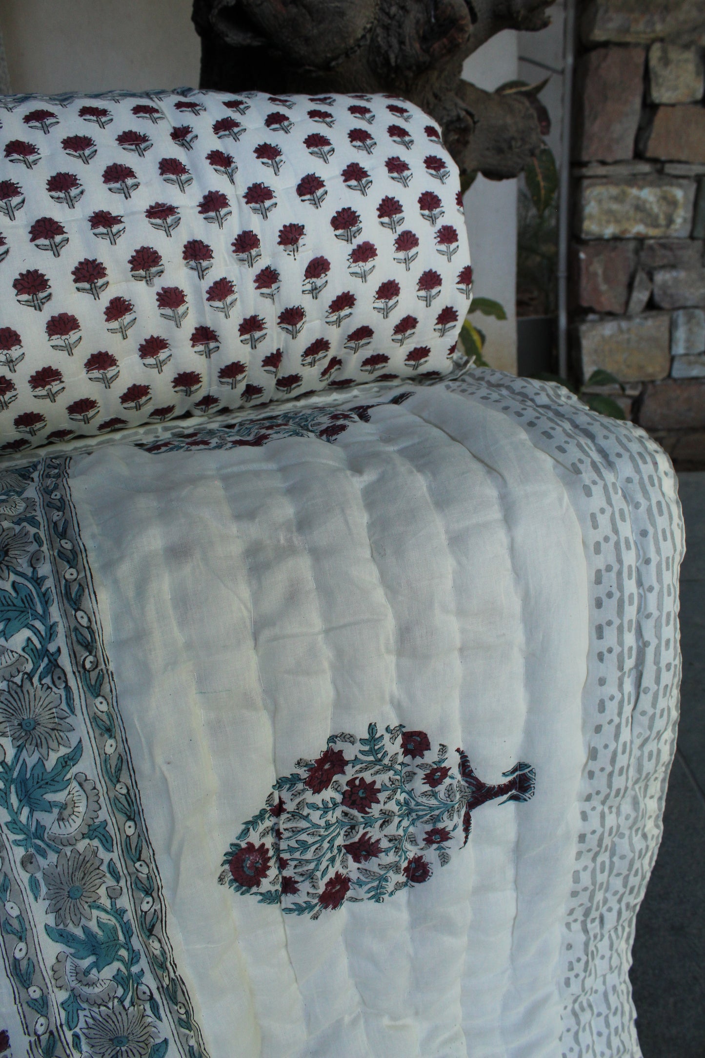 Magnolia Handblock Printed Reversible Quilt - 119