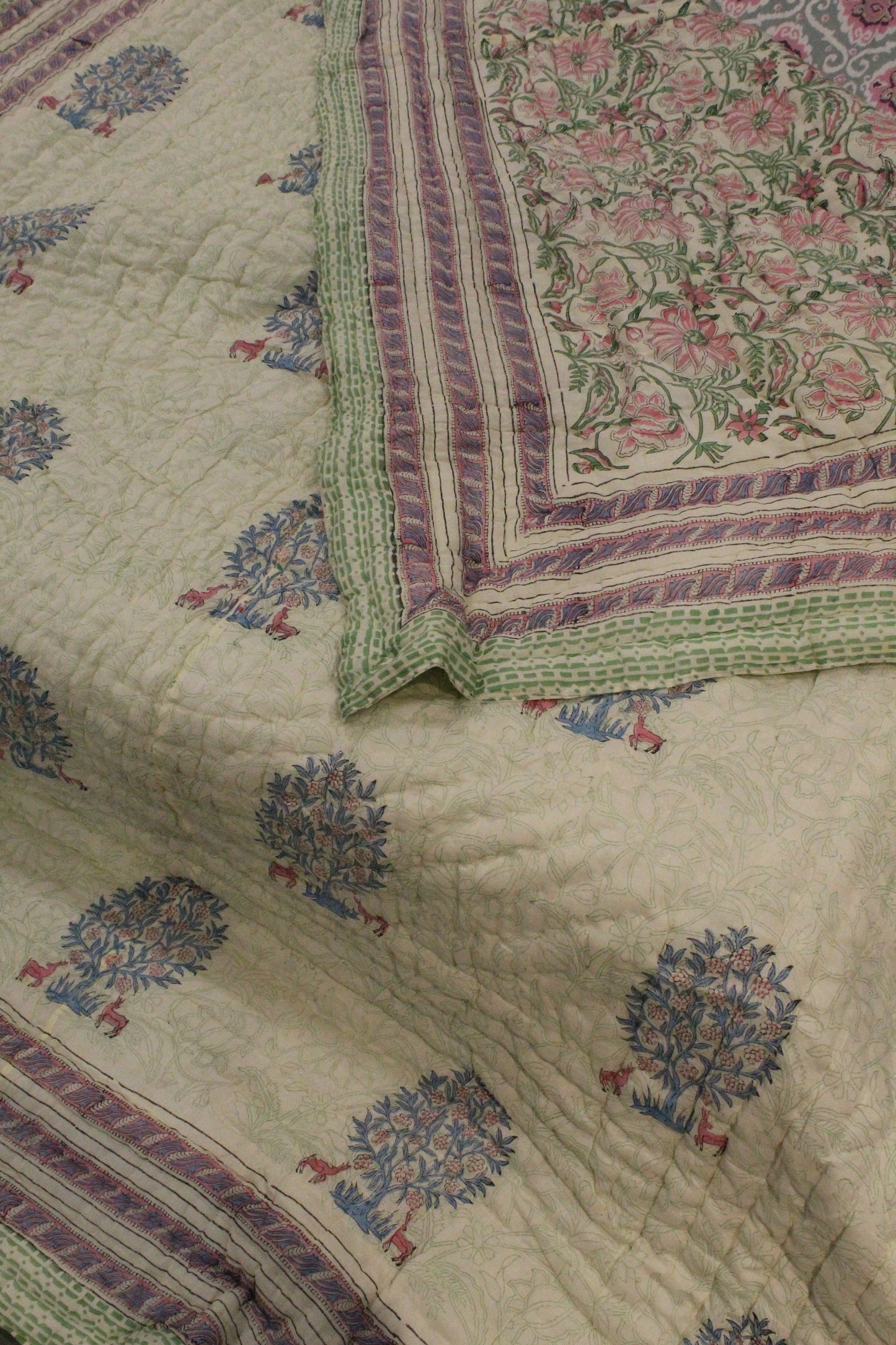 Magnolia Handblock Printed Reversible Quilt - 118