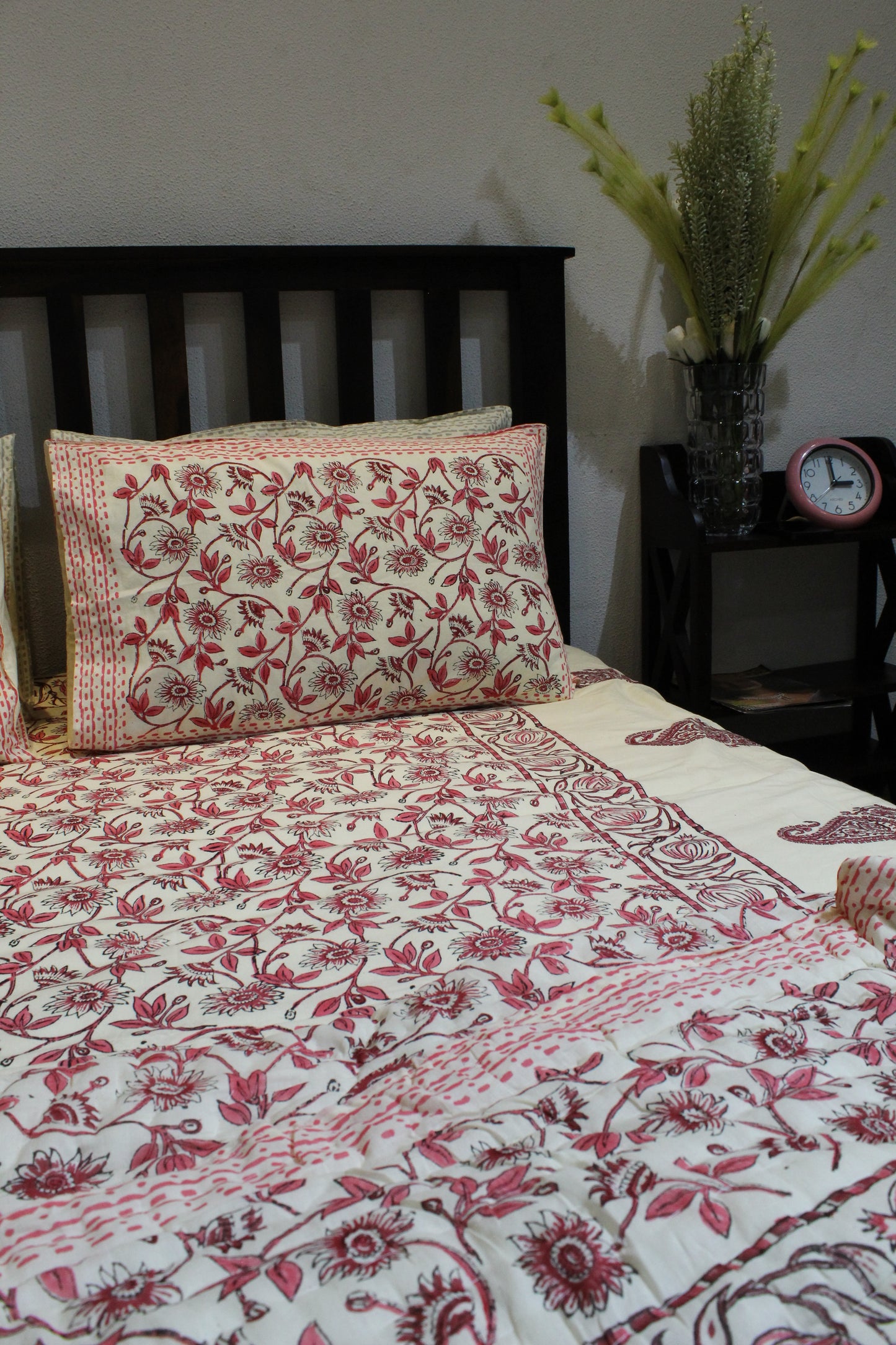 Magnolia Handblock Printed Reversible Bedset - 134