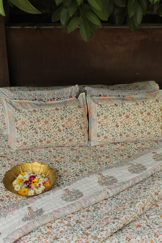 Royal Rajputana Handblock Printed Non Reversible Bedset - 110