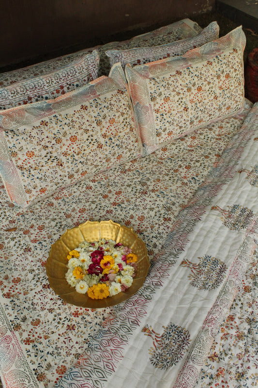 Royal Rajputana Handblock Printed Non Reversible Bedset - 110