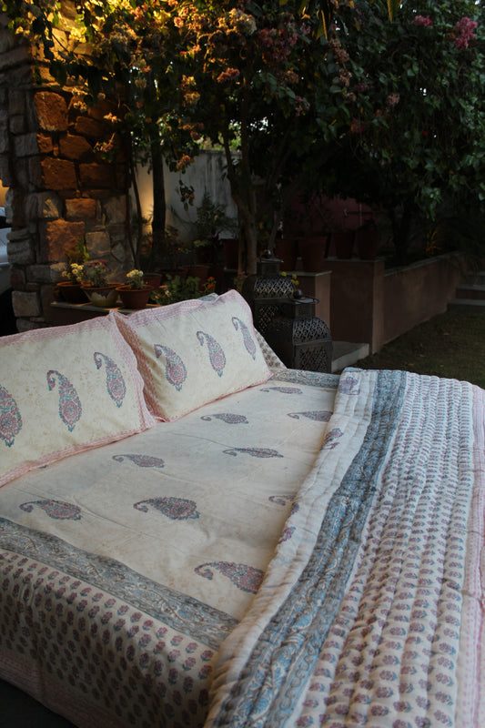 Magnolia Handblock Printed Reversible Bedset - 130