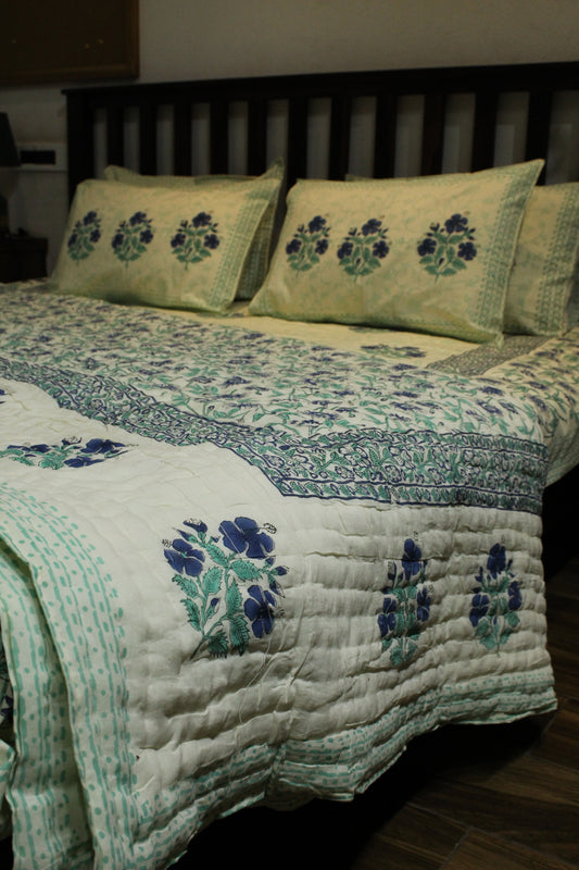 Magnolia Handblock Printed Reversible Bedset - 128