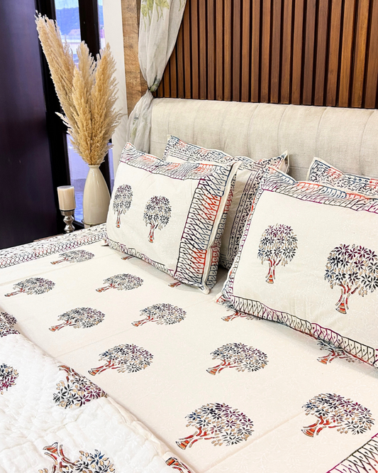 Royal Rajputana Handblock Printed Non Reversible Bedset - 114