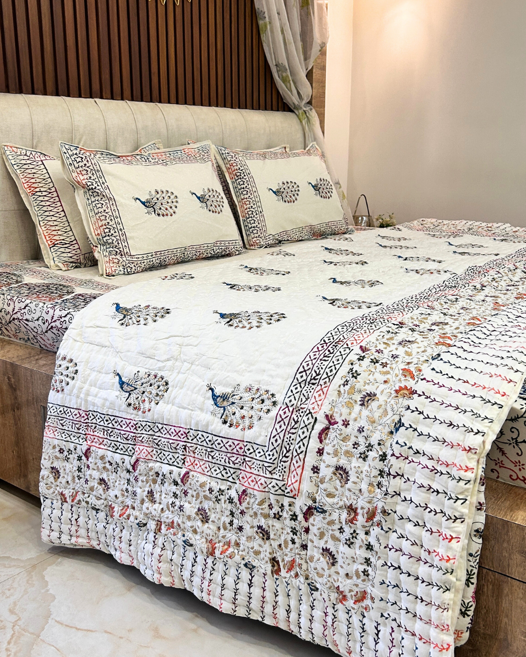 Royal Rajputana Handblock Printed Non Reversible Bedset - 121