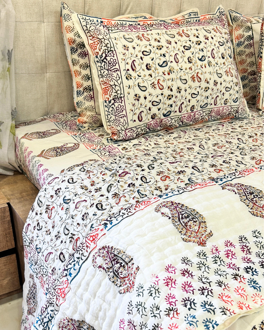 Royal Rajputana Handblock Printed Non Reversible Bedset - 102