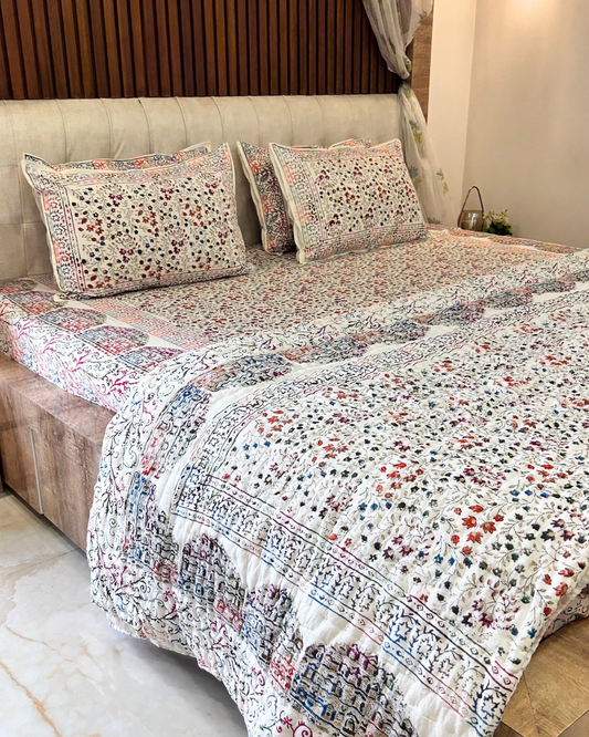 Royal Rajputana Handblock Printed Non Reversible Bedset - 120