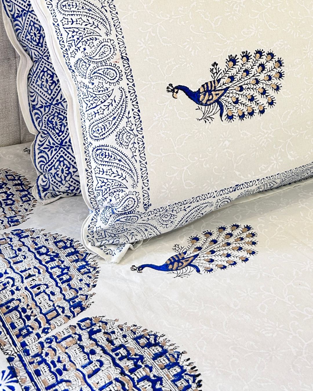 Royal Rajputana Handblock Printed Non Reversible Bedset - 109