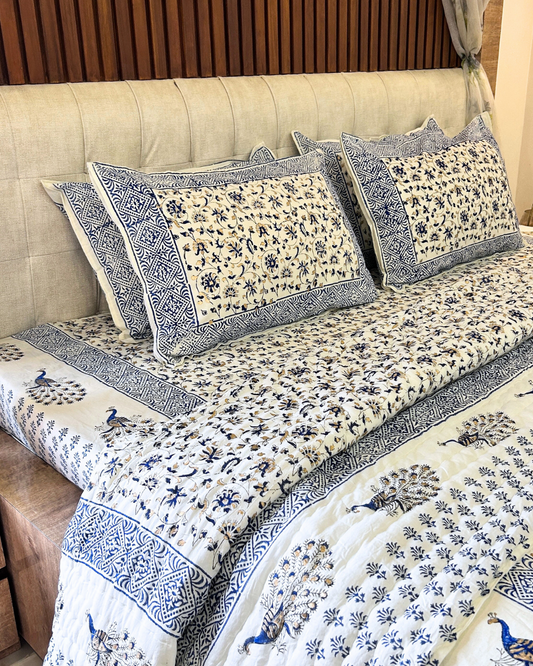 Royal Rajputana Handblock Printed Non Reversible Bedset - 107