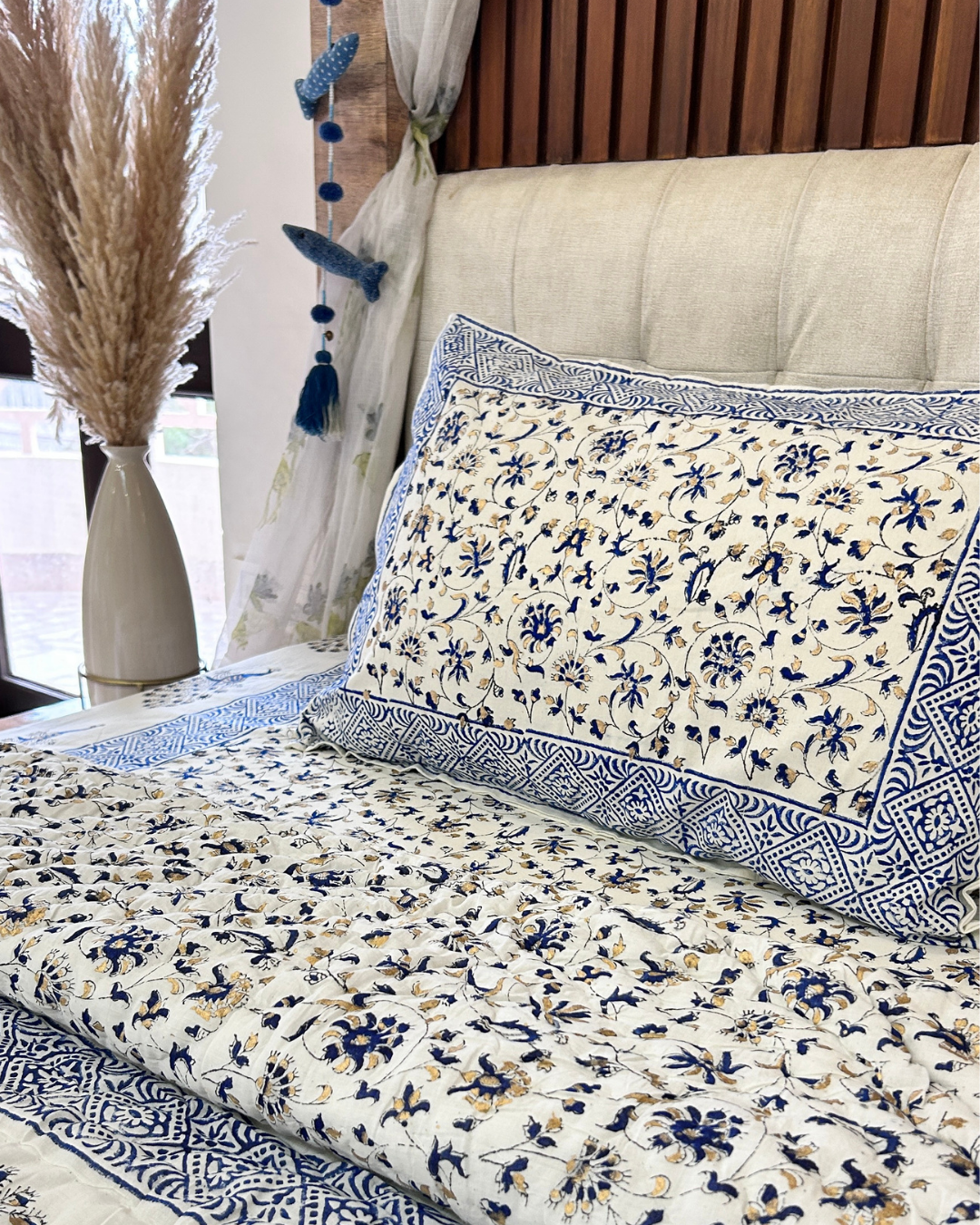 Royal Rajputana Handblock Printed Non Reversible Bedset - 107