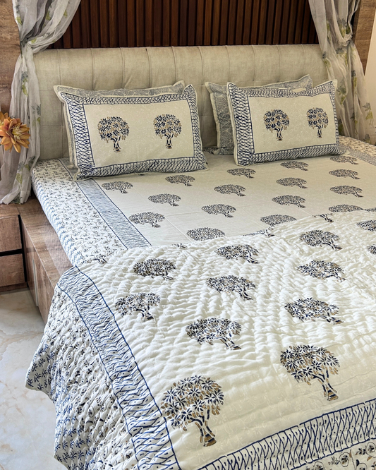 Royal Rajputana Handblock Printed Non Reversible Bedset - 101