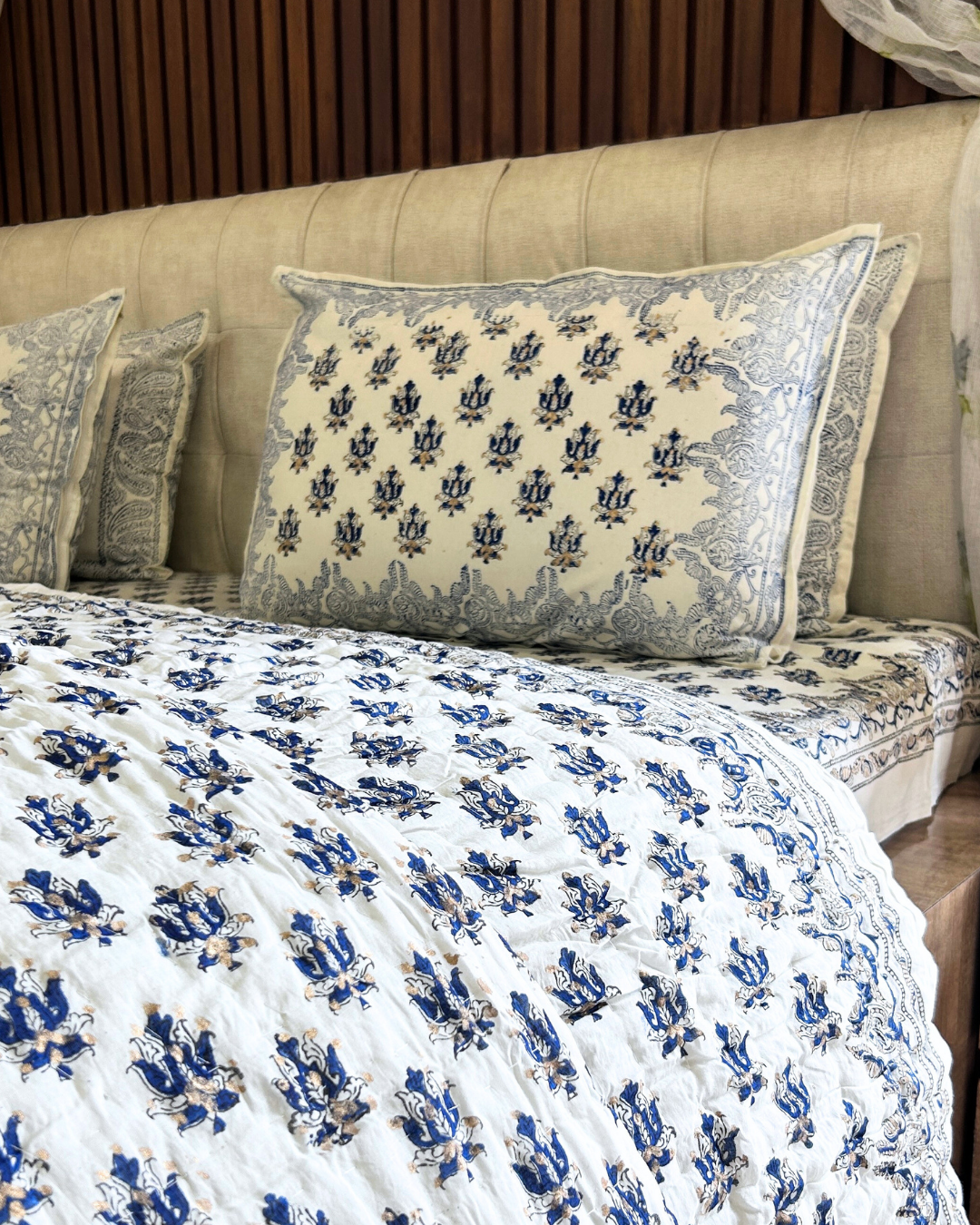 Royal Rajputana Handblock Printed Non Reversible Bedset - 113