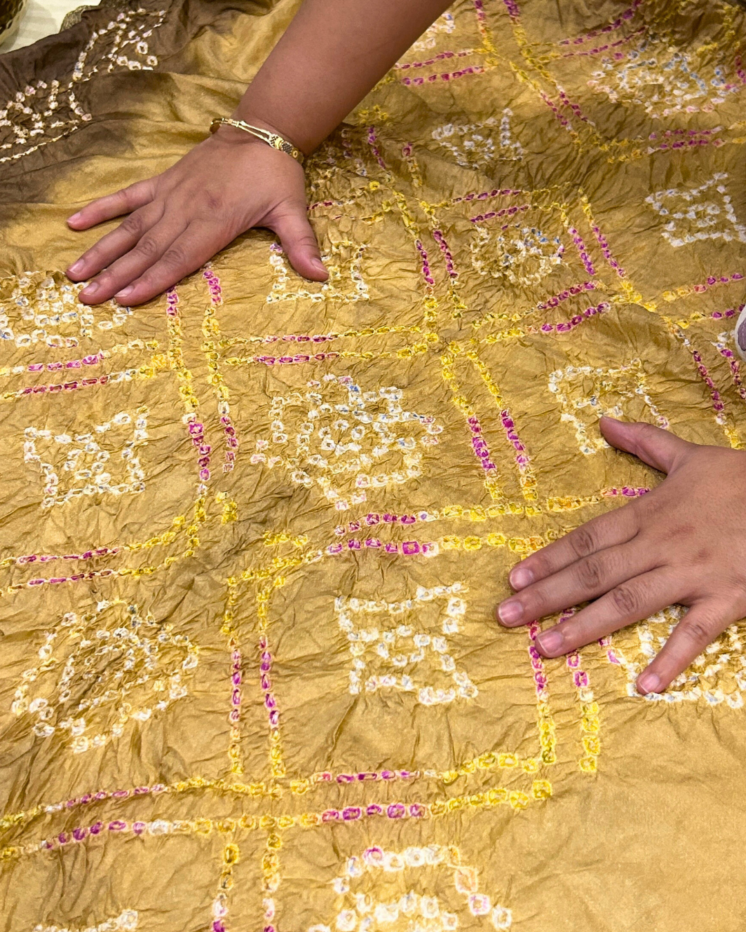 Brown Bandhej Saree