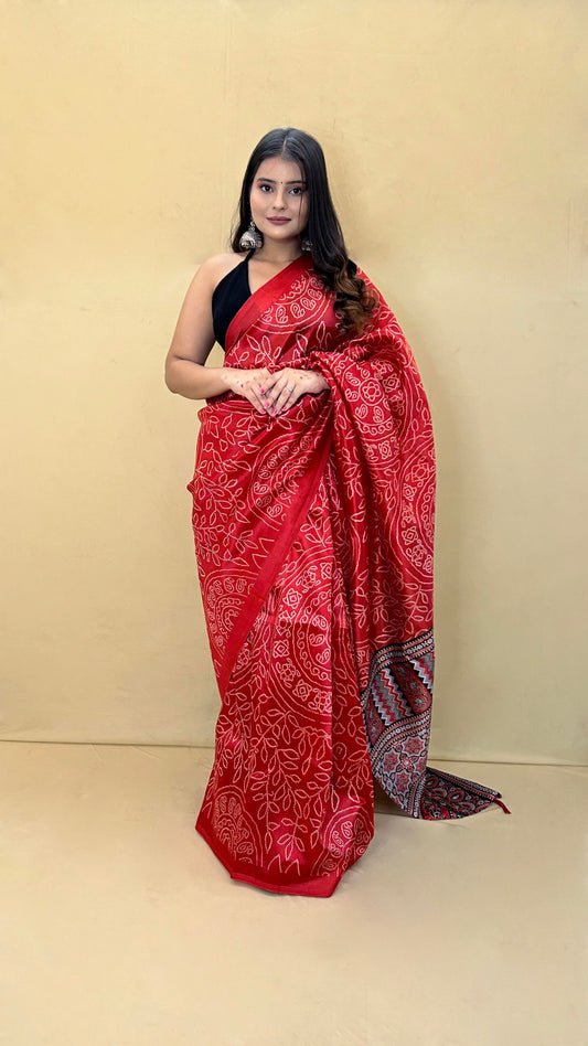 Festive Weaves Red Silk Saree