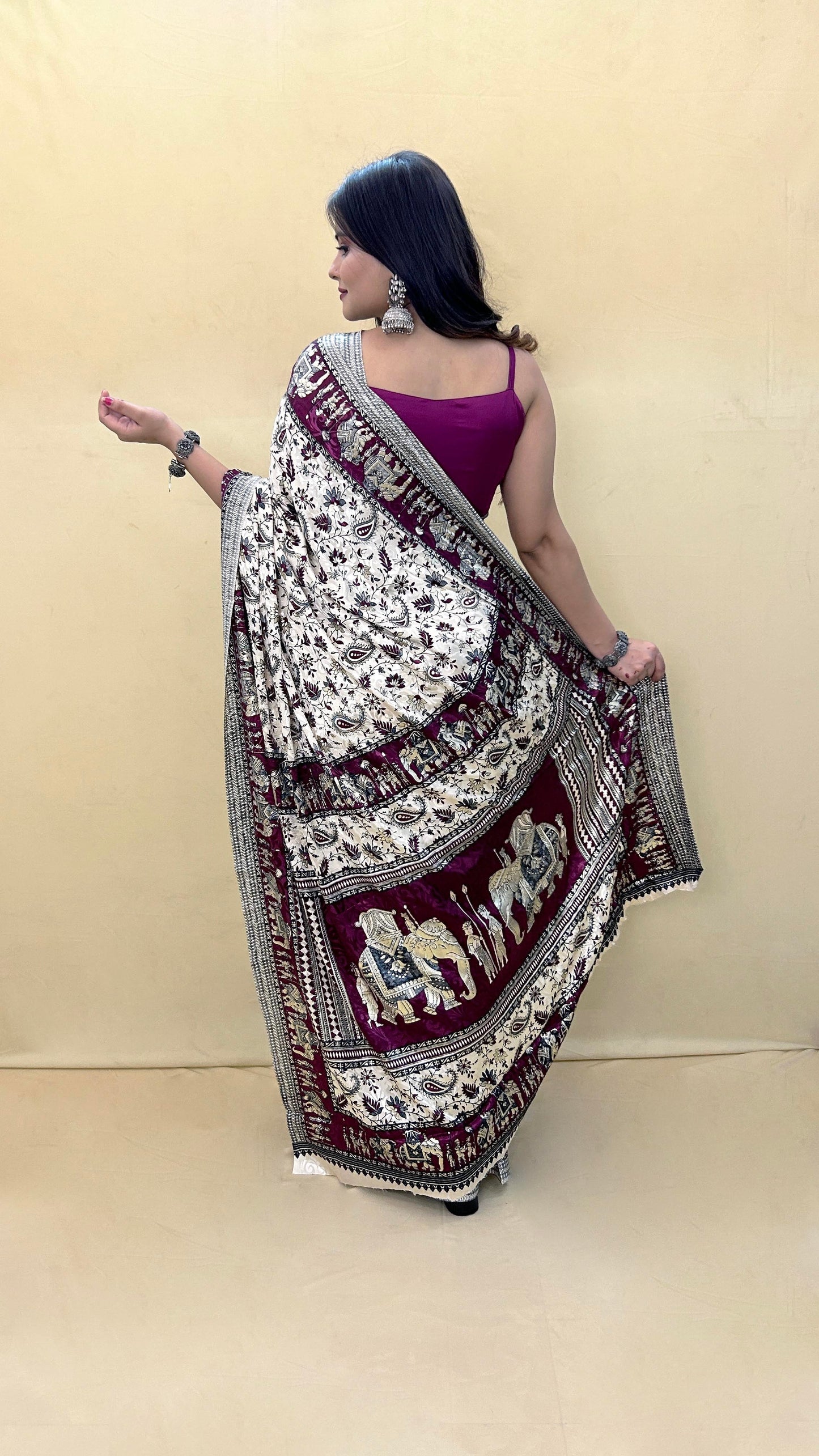 Festive Weaves Wine Baraat Silk Saree