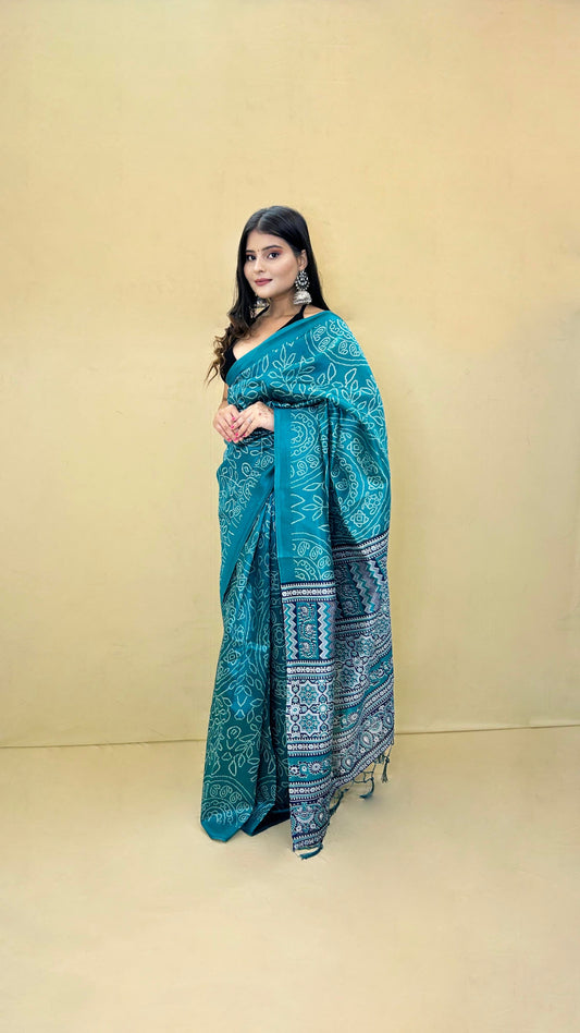 Festive Weaves Seagreen Silk Saree