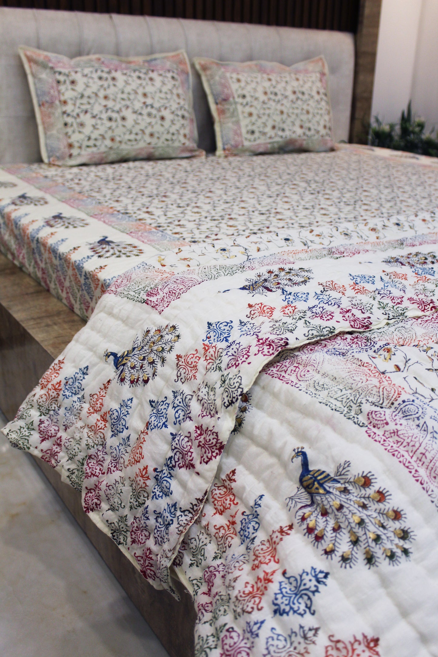 Royal Rajputana Handblock Printed Non Reversible Bedset - 118