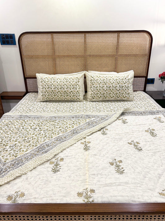 Magnolia Handblock Printed Bedsheet - 103