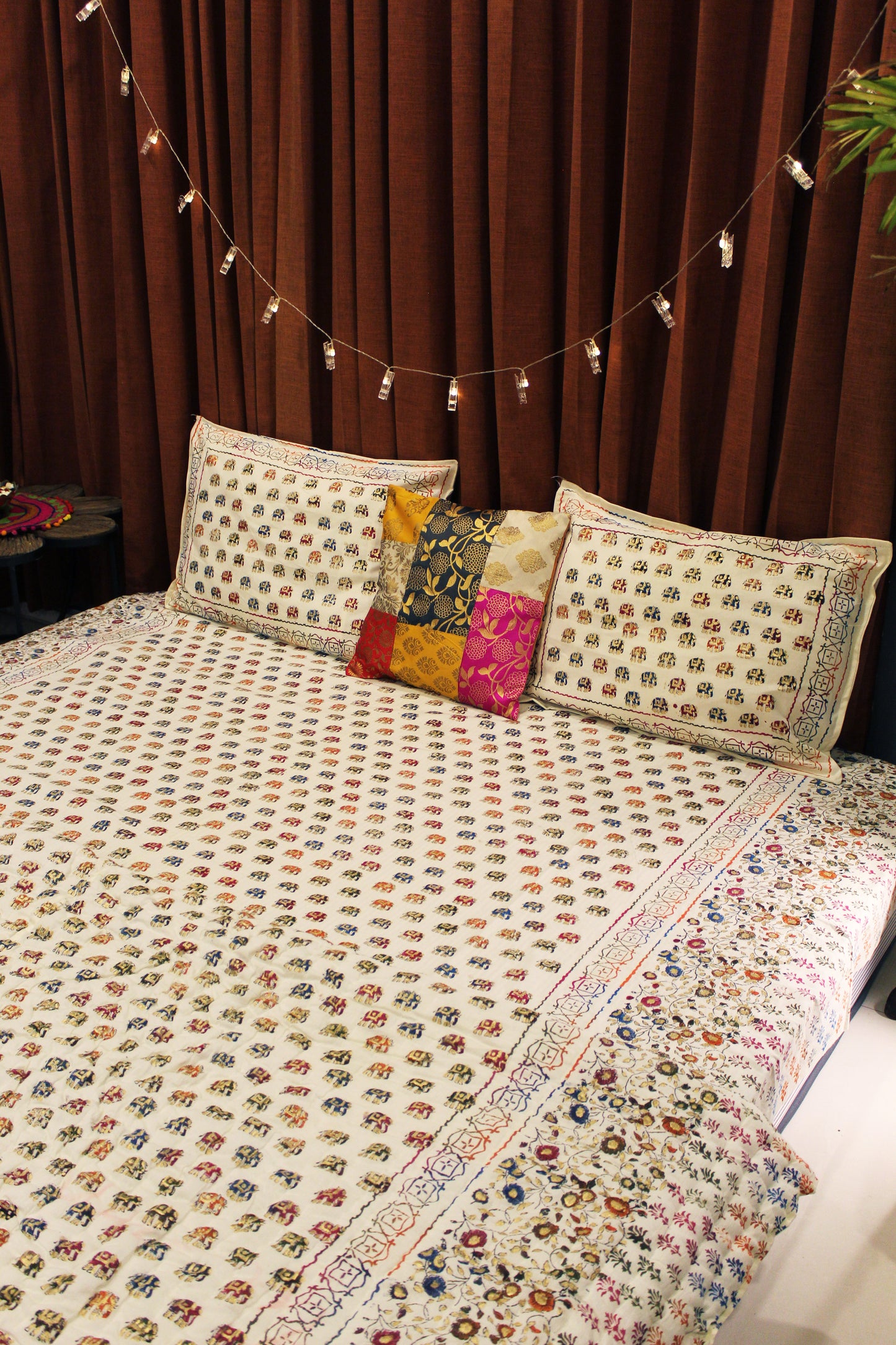 Royal Rajputana Handblock Printed Non Reversible Bedset - 119