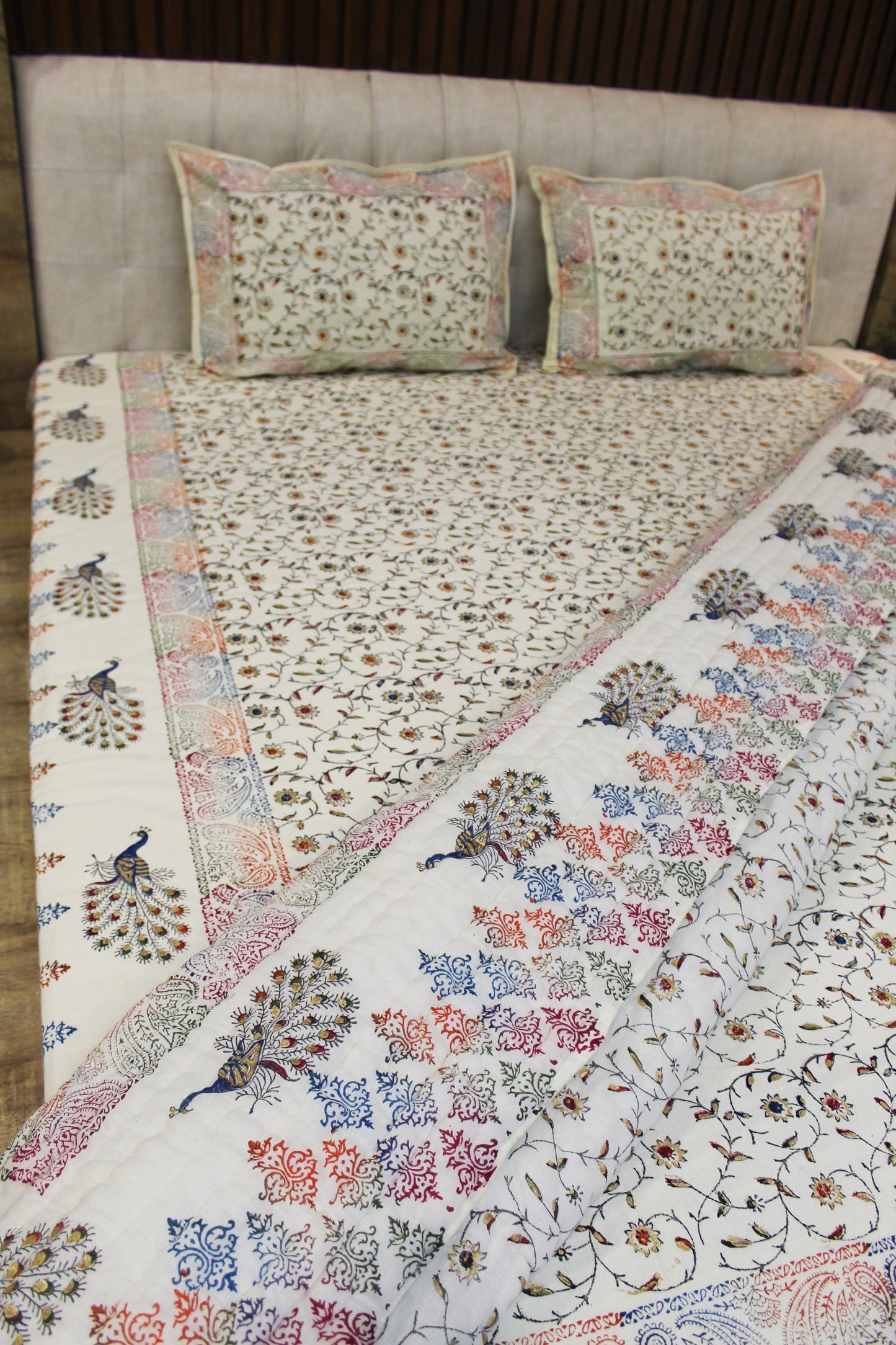 Royal Rajputana Handblock Printed Non Reversible Bedset - 118