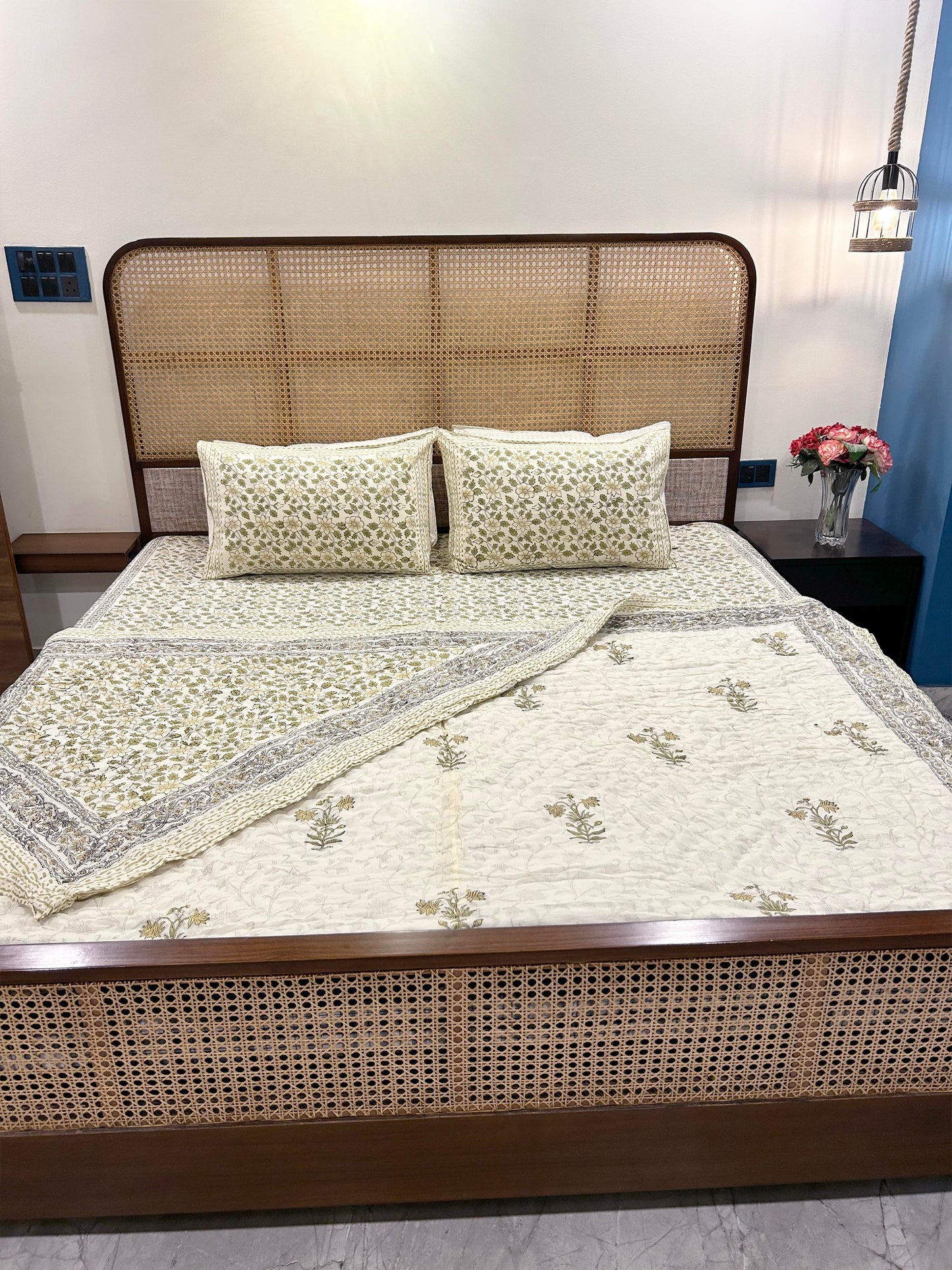 Magnolia Handblock Printed Reversible Quilt - 103