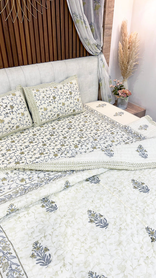 Magnolia Handblock Printed Bedsheet - 113