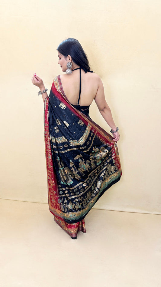 Festive Weaves Black Silk Saree