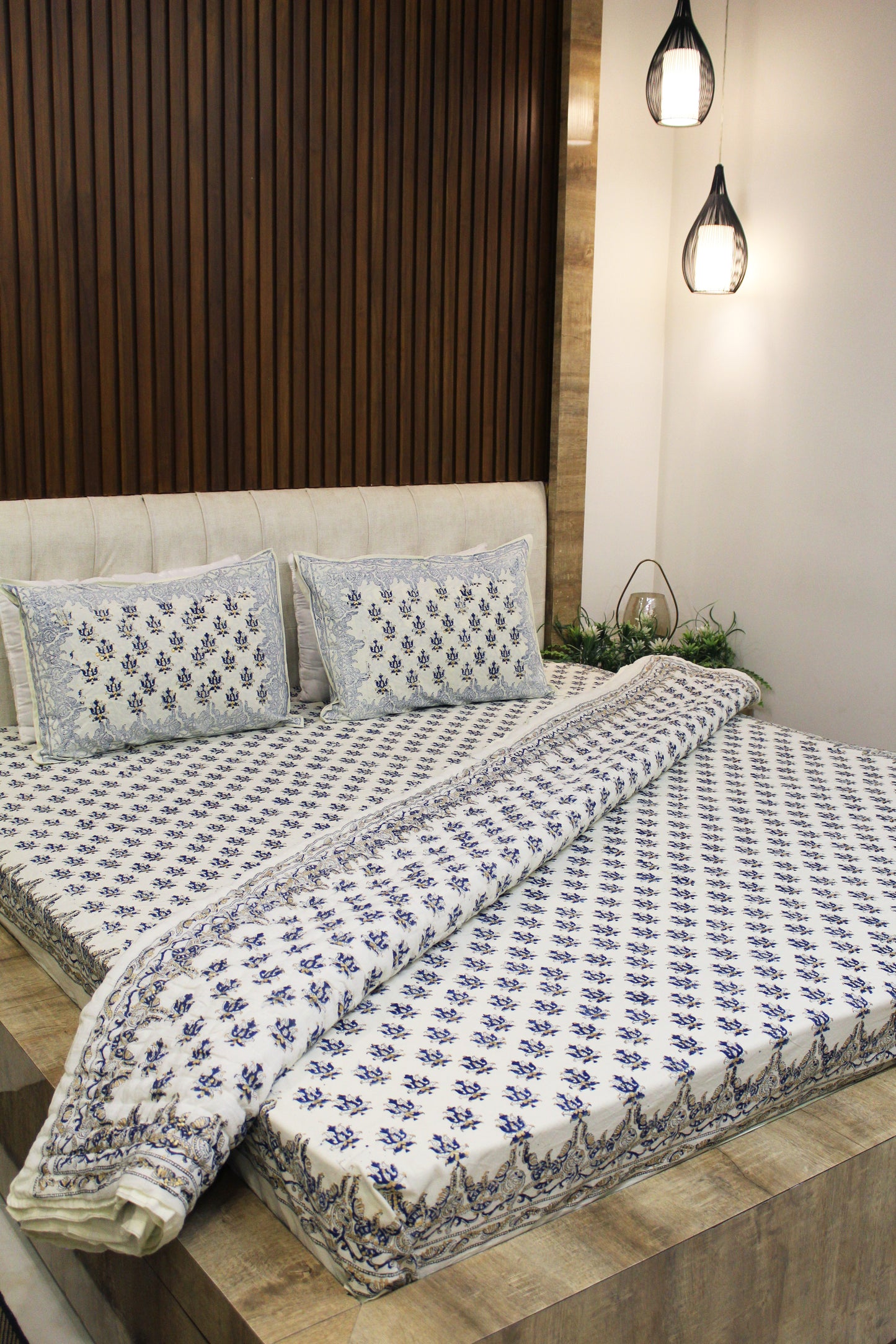 Royal Rajputana Handblock Printed Non Reversible Bedset - 113