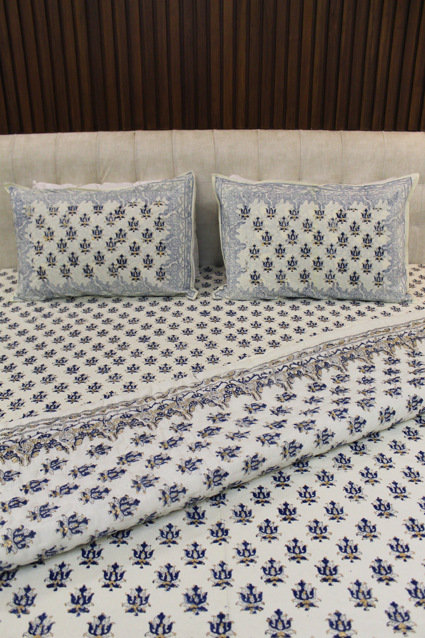 Royal Rajputana Handblock Printed Non Reversible Bedset - 113