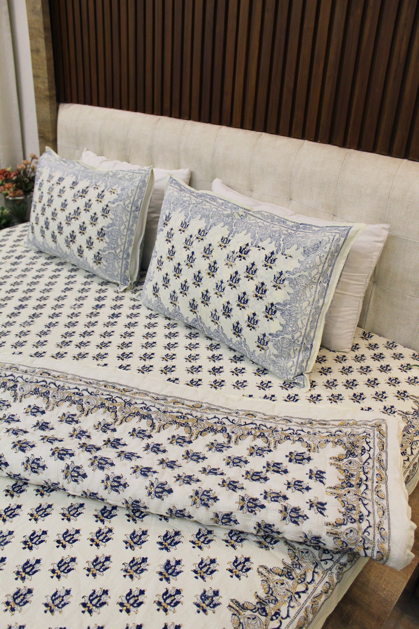 Royal Rajputana Handblock Printed Non Reversible Bedset - 113