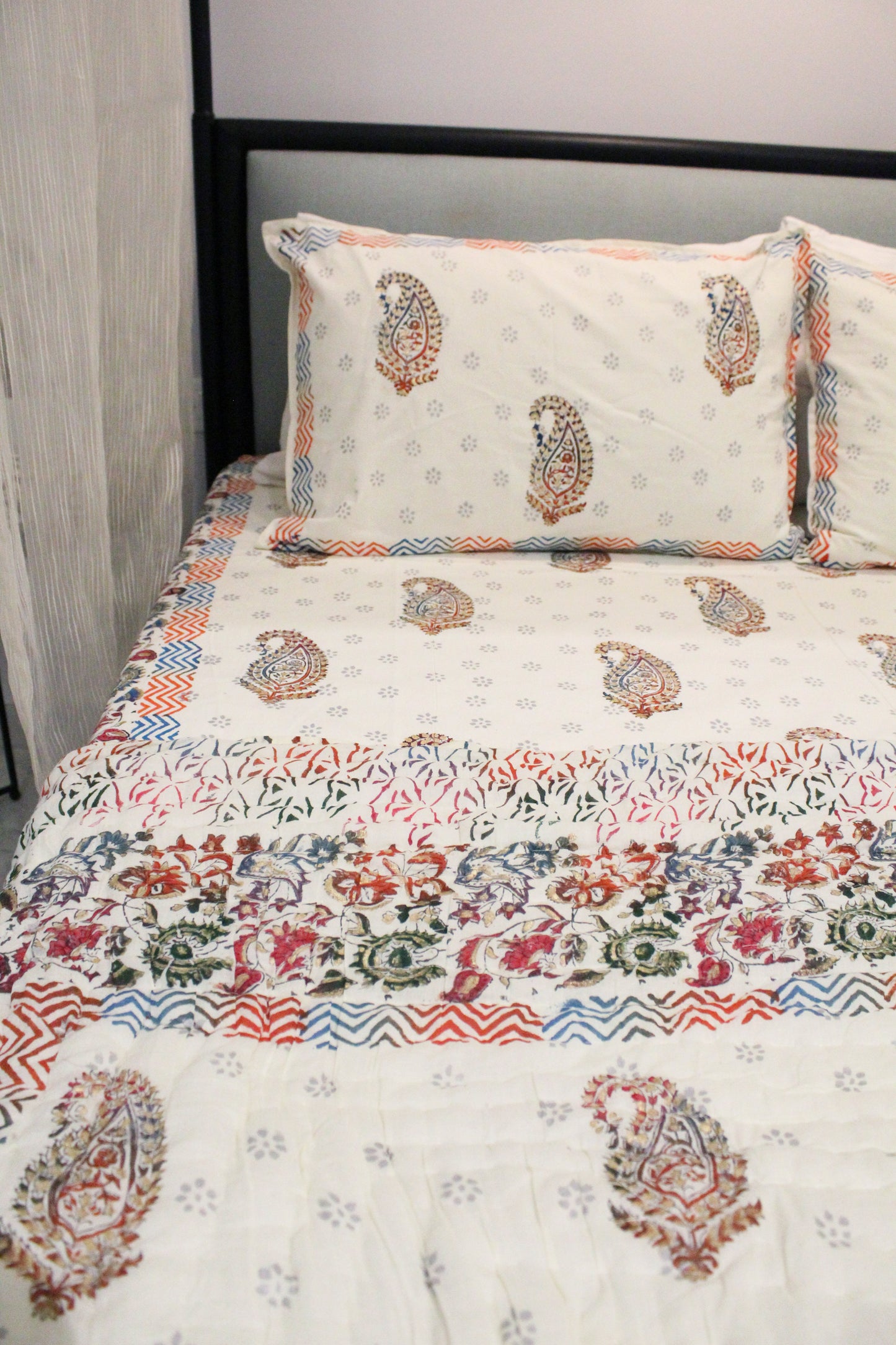 Royal Rajputana Handblock Printed Non Reversible Bedset - 122